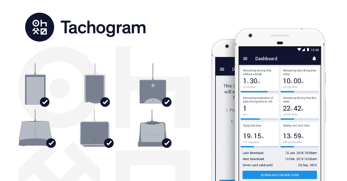 7 karšu lasītāji, kas darbojas ar Tachogram aplikāciju